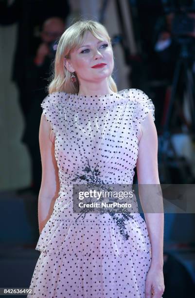 Kirsten Dunst walk the red carpet ahead of the 'Woodshock' screening during the 74th Venice Film Festival in Venice, Italy, on September 4, 2017.