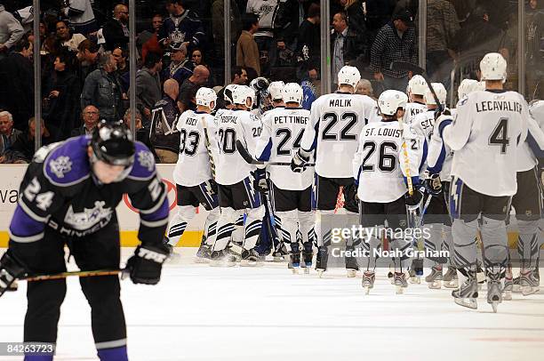 Alexander Frolov skates off the ice as the Tampa Bay Lightning celebrate a 3-1win over the Los Angeles Kings January 12, 2009 at Staples Center in...