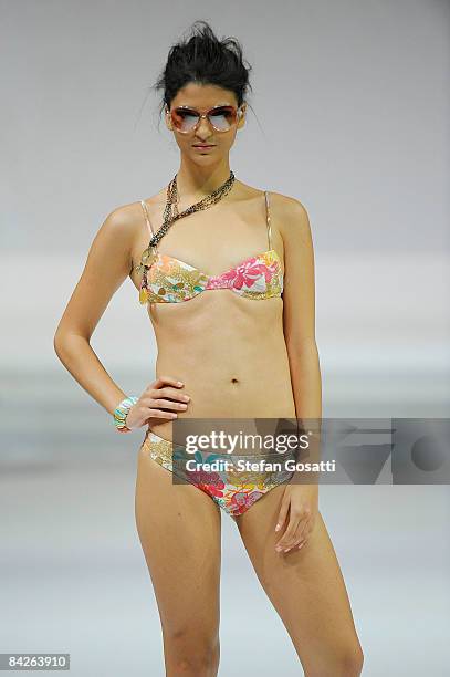 Model showcases designs by Oceano Pacifico as part of the Taipei In Style Fashion show on the catwalk as part of Hong Kong Fashion Week Fall/Winter...