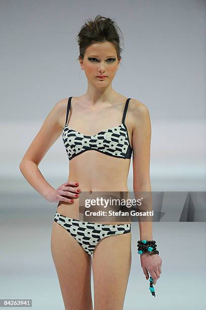 Model showcases designs by Oceano Pacifico as part of the Taipei In Style Fashion show on the catwalk as part of Hong Kong Fashion Week Fall/Winter...