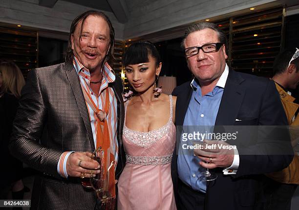 Actor Mickey Rourke, actress bai Ling and actor Ray Winstone attend Los Angeles Confidential Magazine's evening with Mickey Rourke at the London West...