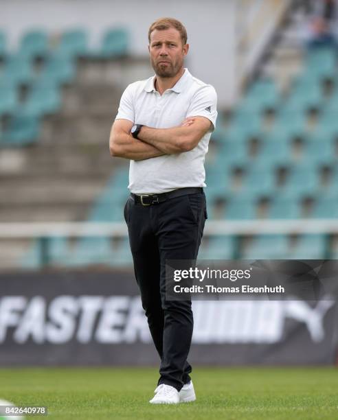 Coach Frank Kramer of Germany reacts prior the Under 20 Elite League match between Czech Republic U20 and Germany U20 at stadium Juliska on September...