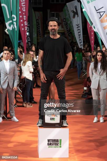 Spanish singer Pau Dones attends 'Estoy Vivo' premiere during the FesTVal 2017 at the Principal Teather on September 4, 2017 in Vitoria-Gasteiz,...