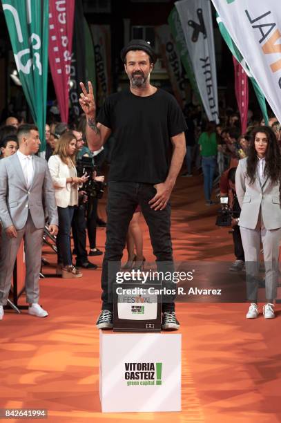 Spanish singer Pau Dones attends 'Estoy Vivo' premiere during the FesTVal 2017 at the Principal Teather on September 4, 2017 in Vitoria-Gasteiz,...