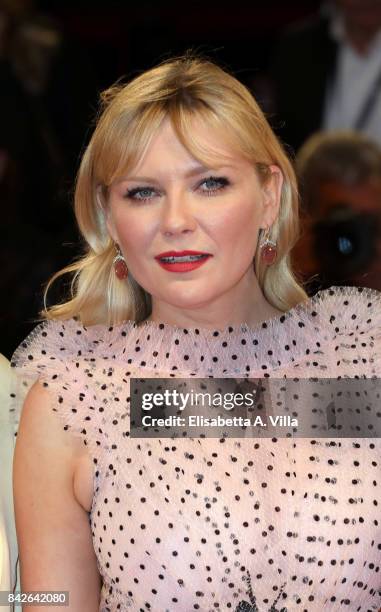 Kirsten Dunst walks the red carpet ahead of the 'Woodshock' screening during the 74th Venice Film Festival at Sala Giardino on September 4, 2017 in...