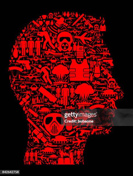 man's face portrait war and modern warfare vector icon pattern - head exploding stock illustrations