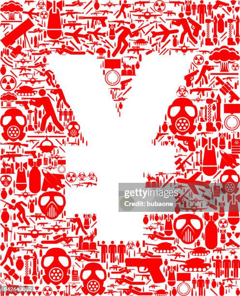 yen war and modern warfare vector icon pattern - nuclear bomb explosion stock illustrations