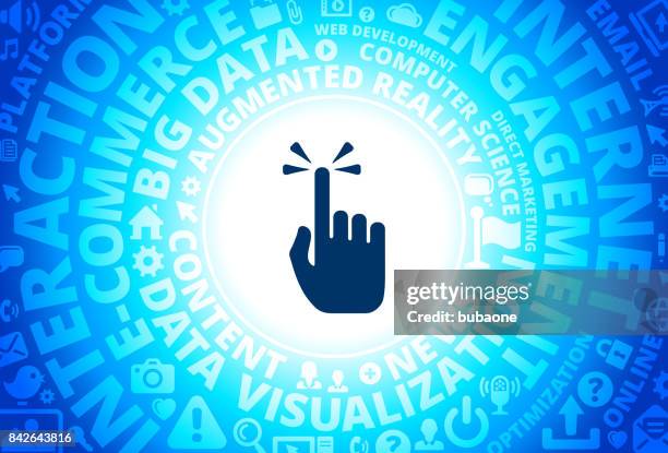 pointing hand icon on internet modern technology words background - pointing at camera stock illustrations