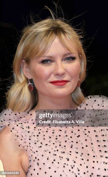 Kirsten Dunst walks the red carpet ahead of the 'Woodshock' screening during the 74th Venice Film Festival at Sala Giardino on September 4, 2017 in...