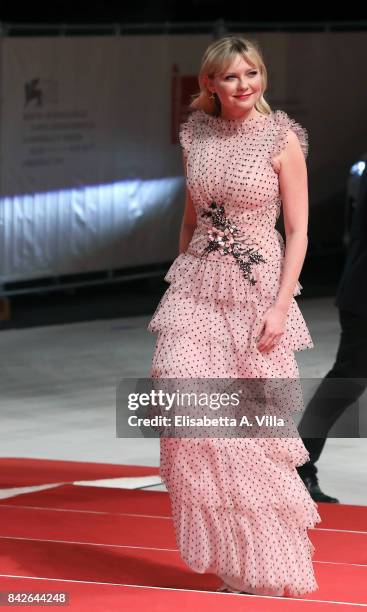 Kirsten Dunst walks the red carpet ahead of the 'Woodshock' screening during the 74th Venice Film Festival at Sala Giardino on September 4, 2017 in...