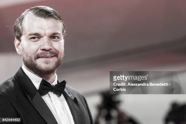 Pilou Asbaek walks the red carpet ahead of the 'TWoodshock' screening during the 74th Venice Film Festival at Sala Giardino on September 4, 2017 in...