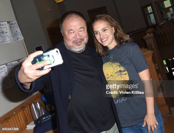 Ai Weiwei and Natalie Portman attend the Telluride Film Festival 2017 on September 2, 2017 in Telluride, Colorado.