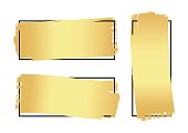 Set of hand drawn luxury bright golden gradient brush line frame placeholder backgrounds