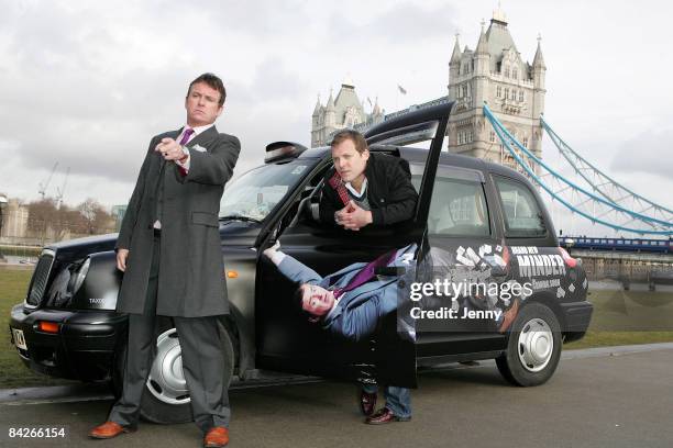 Shane Richie as Archie and Lex Shrapnel as Jamie attend the photocall for 'Minder'at Potters Field on January 13, 2009 in London, England.