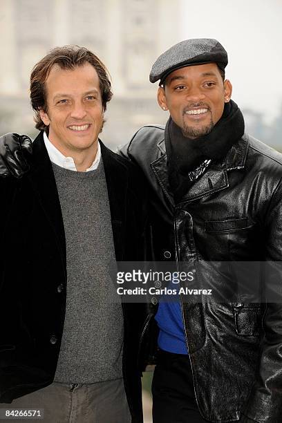 Director Gabriele Muccino and actor Will Smith attend "Seven Pounds" photocall at Teatro Real on January 13, 2009 in Madrid, Spain.