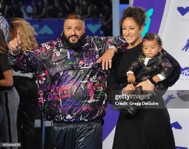Khaled, Nicole Tuck and Asahd Tuck Khaled arrive at the 2017 MTV Video Music Awards at The Forum on August 27, 2017 in Inglewood, California.