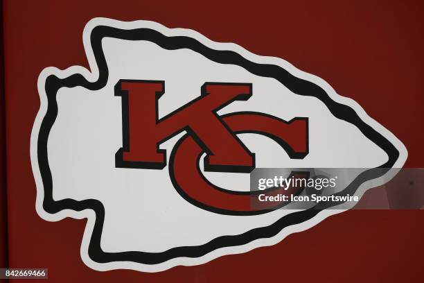 The Kansas City Chiefs logo in the first half of an NFL preseason game between the Tennessee Titans and the Kansas City Chiefs on August 31, 2017 at...