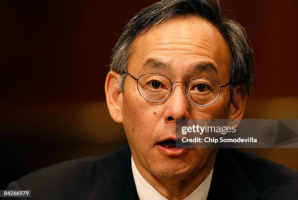 Energy Secretary-designate Steven Chu is testifies during his confirmation hearing before the Senate Energy and and Natural Resources Committee in...