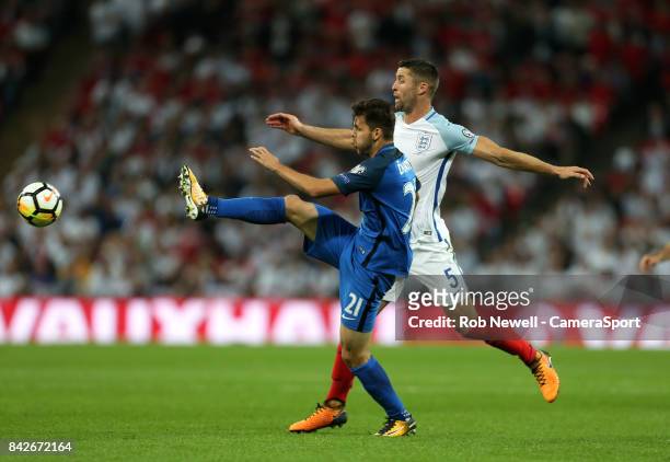 Michal Duris of Slovakia and Gary Cahill of England during the FIFA 2018 World Cup Qualifier between England and Slovakia at Wembley Stadium on...