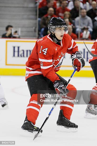 Jordan Eberle of \can \skates during the game against Team Kazakhstan at the IIHF World Junior Championships at Scotiabank Place on December 28, 2008...