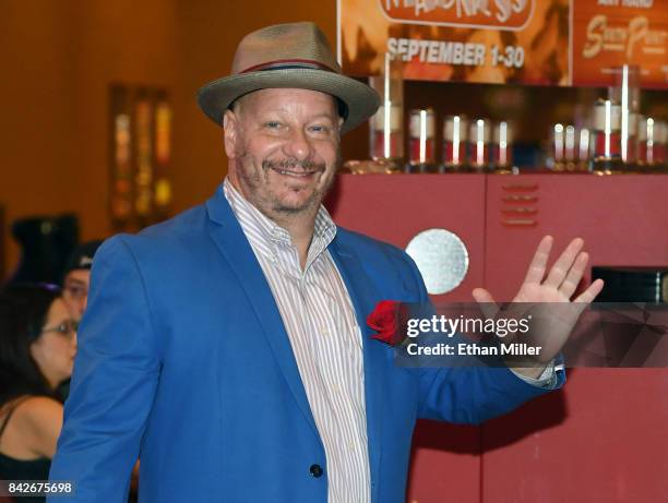 Comedian/actor Jeffrey Ross waves as he leaves a memorial for Jerry Lewis at the South Point Hotel & Casino on September 4, 2017 in Las Vegas,...