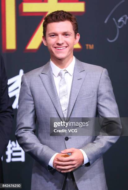 English actor Tom Holland attends the premiere of film "Spider-Man: Homecoming" on September 4, 2017 in Beijing, China.