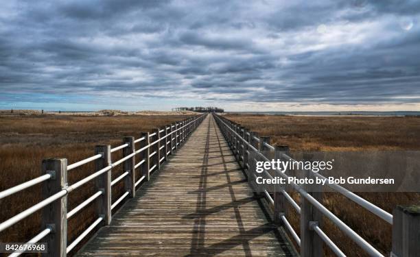 silver sands state park deck pov - connecticut stockfoto's en -beelden