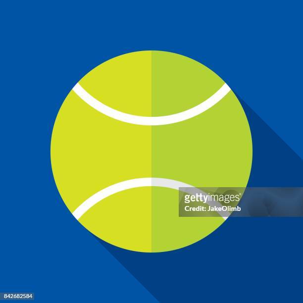 ilustraciones, imágenes clip art, dibujos animados e iconos de stock de icono de tennisball plana - pelota de tenis