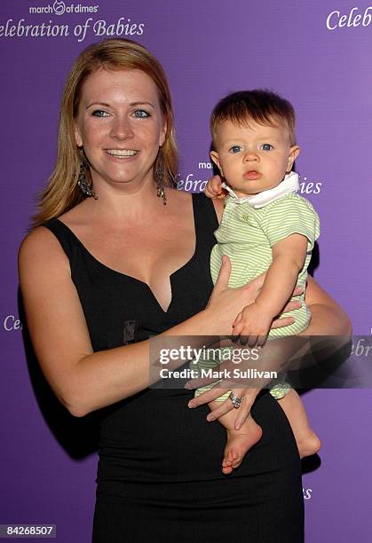 Actress Melissa Joan Hart and son Brayden arrive at the "Celebration of Babies" silent auction and luncheon to benefit March of Dimes on September...