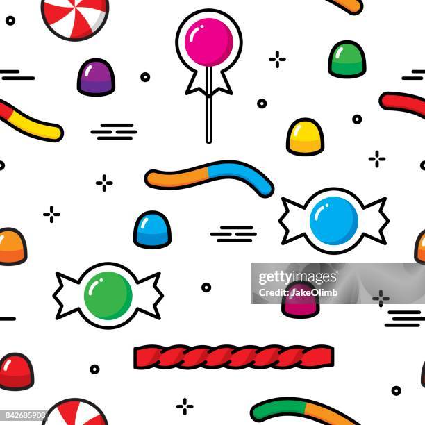 ilustraciones, imágenes clip art, dibujos animados e iconos de stock de patrón estilizado de caramelo - envoltorio de dulce