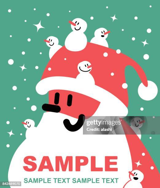 merry christmas. happy cheerful santa claus and snowman family - comic book cover stock illustrations