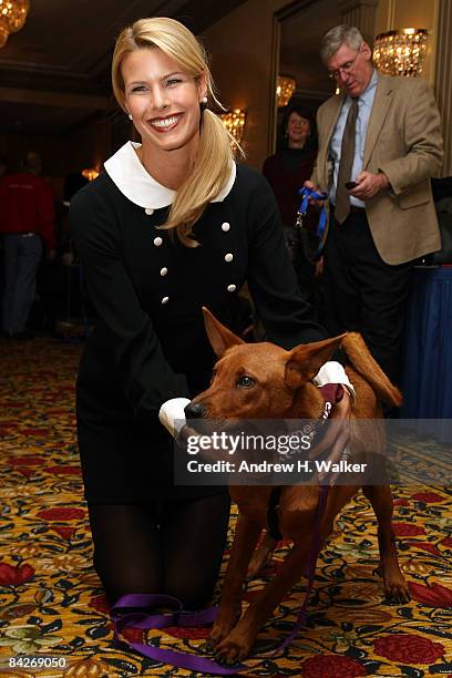 Beth Stern holds a puppy at the Pet Savers Foundation launch of the American Mutt-i-grees Club at the Algonquin Hotel on January 13, 2009 in New York...
