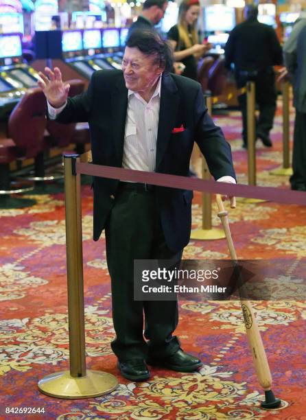 Comedian/actor Marty Allen arrives at a memorial for Jerry Lewis at the South Point Hotel & Casino on September 4, 2017 in Las Vegas, Nevada. Lewis...