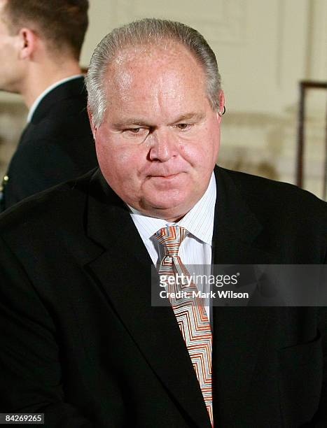 Radio talk show host Rush Limbaugh attends a Medal of Freedom ceremony at the White House January 13, 2009 in Washington DC. During the ceremony U.S....