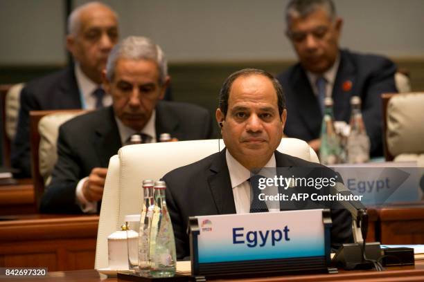 Egypt's President Abdel Fattah al-Sisi attends the Dialogue of Emerging Market and Developing Countries on the sidelines of the 2017 BRICS Summit in...