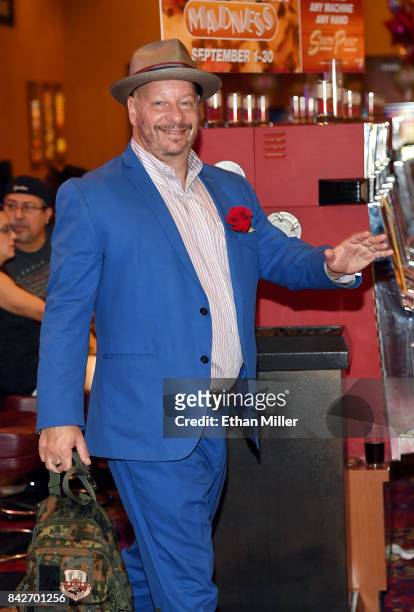 Comedian/actor Jeffrey Ross leaves a memorial for Jerry Lewis at the South Point Hotel & Casino on September 4, 2017 in Las Vegas, Nevada. Lewis died...
