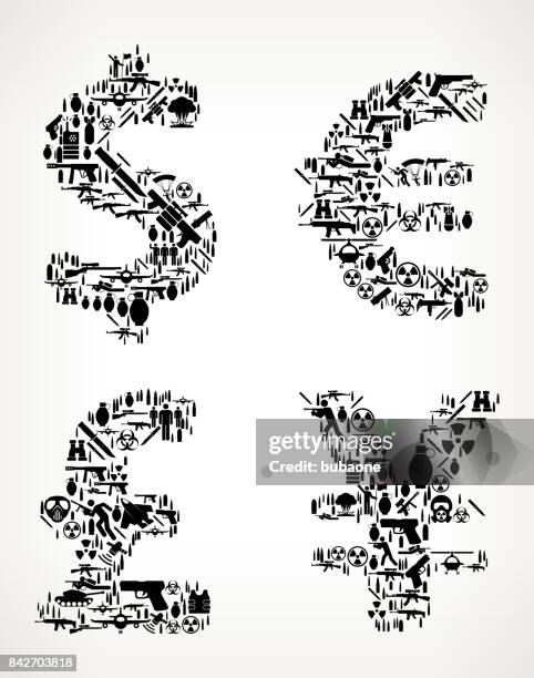 geld exchange krieg und modern warfare vektormuster symbol - distruction stock-grafiken, -clipart, -cartoons und -symbole