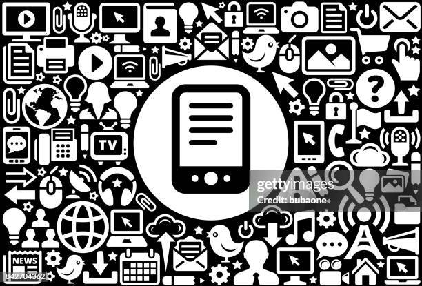 tablet icon black and white internet technology background - man reading tablet stock illustrations