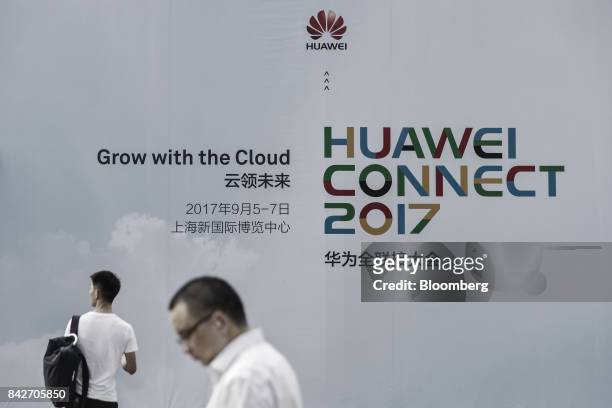 Visitors attend the Huawei Connect 2017 conference in Shanghai, China, on Tuesday, Sept. 5, 2017. Huawei Technologies Co. Aims to establish a union...