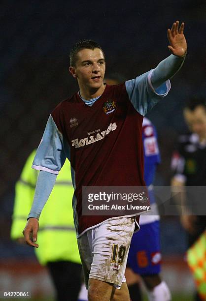 Jay Rodriguez of Burnley celebrates after scoring the winning goal against Queens Park Rangers in the FA Cup Third Round Replay match sponsored by...