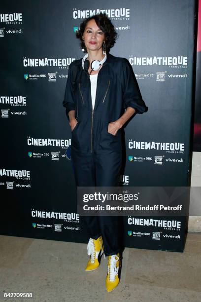 Actress of the movie Jeanne Balibar attends the "Barbara" Paris Premiere at Cinematheque Francaise on September 4, 2017 in Paris, France.