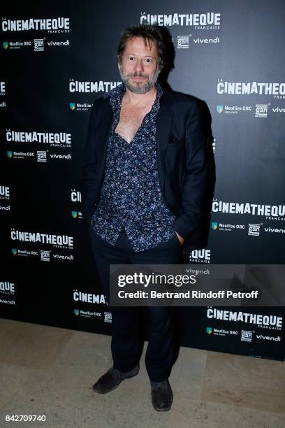 Director and actor of the movie, Mathieu Amalric attends the "Barbara" Paris Premiere at Cinematheque Francaise on September 4, 2017 in Paris, France.