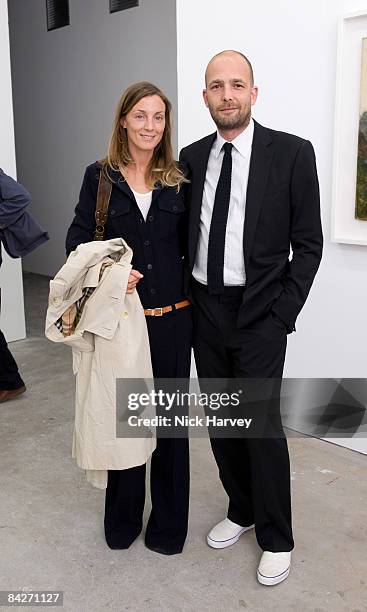 Phoebe Philo and Max Wigram attend Marine Hugonnier's 'The Secretary of the Invisible' exhibition private view at the Max Wigram Gallery, 28...