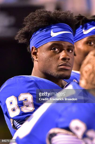 Jimmy Marshall of the Middle Tennessee State University Blue Raiders watches from the sideline during a 28-6 loss to the Vanderbilt Commodores at...