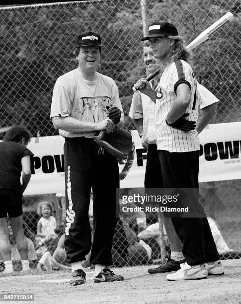 Singer/Songwriter Michael Bolton and The Bolton Bombers play 99X in a charity softball game at Georgia Tech. In Atlanta Georgia July 30, 1991