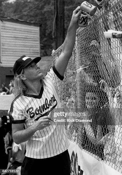 Singer/Songwriter Michael Bolton and The Bolton Bombers play 99X in a charity softball game at Georgia Tech. In Atlanta Georgia July 30, 1991