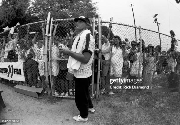 Singer/Songwriter Michael Bolton and The Bolton Bombers play 99X in a charity softball game at Georgia Tech. In Atlanta Georgia July 30, 1991