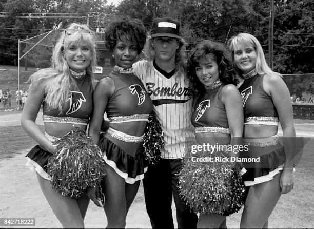 Singer/Songwriter Michael Bolton and The Bolton Bombers play 99X in a charity softball game at Georgia Tech. In Atlanta Georgia July 30, 1991