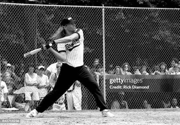 Singer/Songwriter Michael Bolton and The Bolton Bombers play 99X in a charity softball game at Georgia Tech. In Atlanta Georgia July 30, 1991