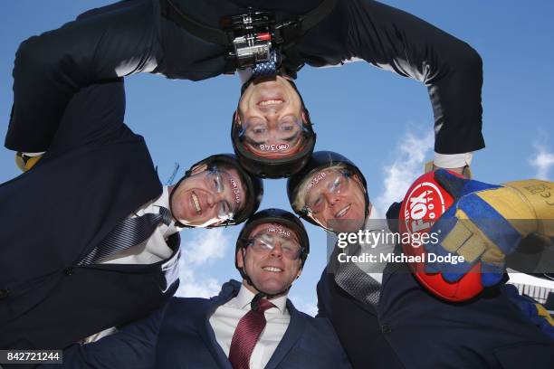 Fox Footy's David King and Dermott Brereton Jonathan Brown and Ben Dixon pose during the Fox Footy Finals Launch on September 5, 2017 in Melbourne,...